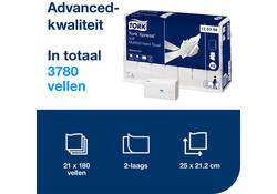 Handdoek Tork Xpress® H2 Multifold advanced 2-laags 21x180st wit 120398