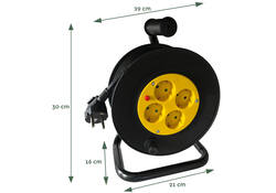 Kabelhaspel BRASQ Pro 4 voudig 10 meter zwart