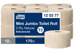 Toiletpapier Tork Mini Jumbo T2 Advanced 2-laags 170mtr natural 120377