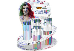 Balpen Bic 4kleuren medium assorti display à 60 stuks