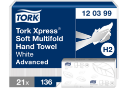 Handdoek Tork Xpress H2 Multifold advanced 2-laags wit 120399
