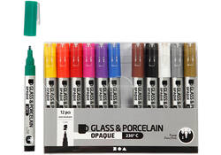 Glas- & Porseleinstiften Creativ Company 1-2mm set à 12 kleuren