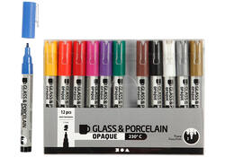 Glas- & Porseleinstiften Creativ Company 1-2mm set à 12 kleuren