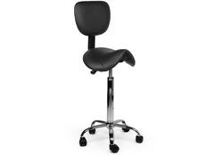 Zadelkruk Office rugleuning hoog harde wielen zw