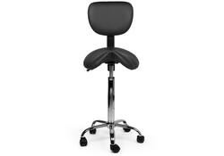 Zadelkruk Office rugleuning hoog harde wielen zw