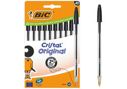 Balpen Bic Cristal medium zwart blister à 10 stuks