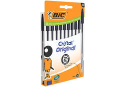 Balpen Bic Cristal medium zwart blister à 10 stuks