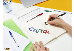 Balpen Bic Cristal medium blauw blister à 5 stuks