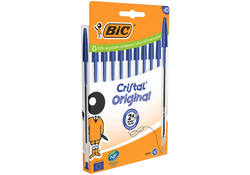 Balpen Bic Cristal medium blauw blister à 10 stuks