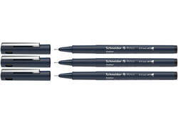 Fineliner Schneider Pictus zwart etui à 3 stuks