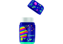 Puntenslijper Maped Pixel Party Connect 2-gaats met gum display à 20 stuks
