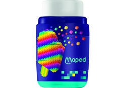 Puntenslijper Maped Pixel Party Connect 2-gaats met gum display à 20 stuks