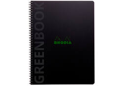Notitieboek Rhodia Greenbook A4+ lijn 4-gaats 180 pagina's 90gr zwart