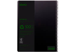 Notitieboek Rhodia Greenbook A4+ lijn 4-gaats 180 pagina's 90gr zwart