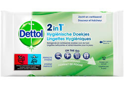 Hygiënische verfrissingsdoekjes Dettol Wipes 2-in-1 12st