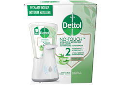 Handzeepdispenser Dettol Hydrating No Touch Kit met zeep 250ml