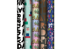 Inpakpapier Stewo Happy Birthday 200x70cm assorti