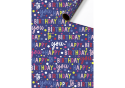 Inpakpapier Stewo Happy Birthday 200x70cm assorti