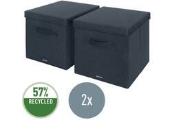 Opbergdoos Leitz gestoffeerd met deksel 330x325x380mm grijs 2 st