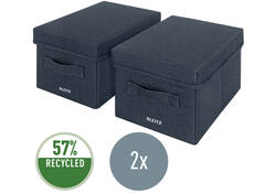 Opbergdoos Leitz gestoffeerd met deksel 190x160x285mm grijs 2 st
