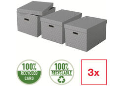 Opbergdoos Esselte home groot 355x305x510mm grijs 3 stuks