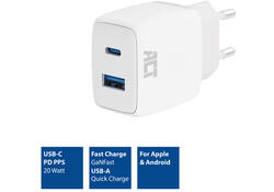 Oplader act 20w 2-poorts usb a+c wit