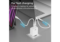 Oplader act 65w 2-poorts usb c wit