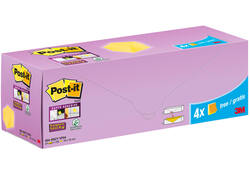 Memoblok 3M Post-it 654-SSCY Super Sticky 76x76mm geel voordeelpak