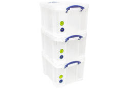 Opbergbox Really Useful 35 liter pak 3 dozen 480x390x310mm transparant wit