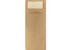 Bestekzakje IEZZY 190x85mm kraft met gerecycled servet 500st