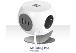 Stekkerblok ACT 3 voudig inclusief 2x USB C/A 1.5 meter wit/grijs