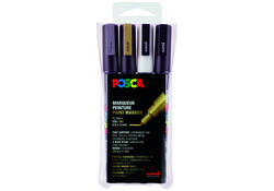 Verfstift Posca PC3M fijn assorti set à 4 stuks