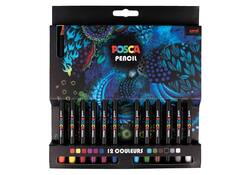 Kleurpotloden Posca assorti set à 12 stuks