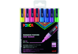 Verfstift Posca PC3M fijn glitter pastel assorti set a 8 stuks
