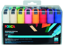Verfstift Posca PC8K breed schuin assorti set à 16 stuks