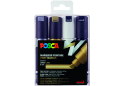 Verfstift Posca PC8K breed schuin assorti set à 4 stuks