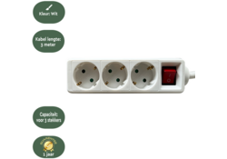 Stekkerdoos BRASQ 3 voudig 3 meter wit