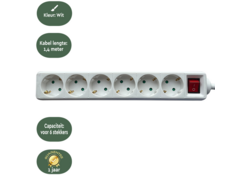 Stekkerdoos BRASQ 6 voudig 1.4 meter wit