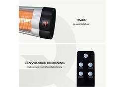 Terrasverwarmer BRASQ PHW200 hangend elektrisch met afstandbediening
