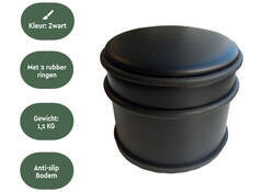 Deurstopper BRASQ met rubberen ringen zwart