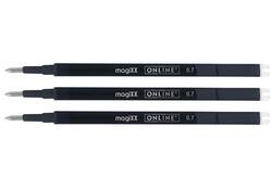 Gelschrijvervulling Online Magixx 0.7mm zwart blister à 3 stuks