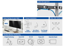 Monitorarm ACT office 2 schermen zilver