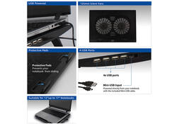 Laptopstandaard ACT 2 standen met ventilator 4-p hub