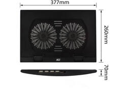 Laptopstandaard ACT 2 standen met ventilator 4-p hub