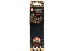 Fineliner Sakura Pigma Micron Black & Gold Edition set à 3 breedtes + gratis etui