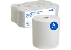 Handdoekrol Scott 1-laags 304m wit 6667
