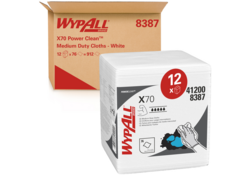 Poetsdoek WypAll X70 PowerClean 42,1x37,5cm 12x76vel wit 8387