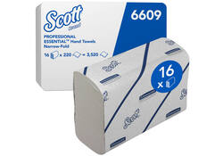 Handdoek Scott i-vouw 2-laags 21,2x18,6cm 16x220stuks wit 6609