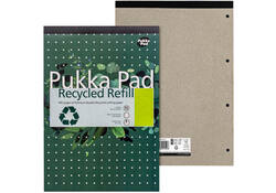 Schrijfblok Pukka Recycled A4 lijn 4-gaats 100 vel 80gr