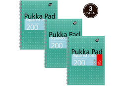 Collegeblok Pukka Jotta A4 ruit 5x5mm 4-gaats 200 pagina's 80gr groen